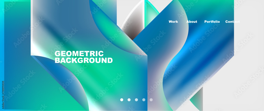 Poster a symmetrical geometric background featuring a gradient of azure and aqua, resembling water. perfect