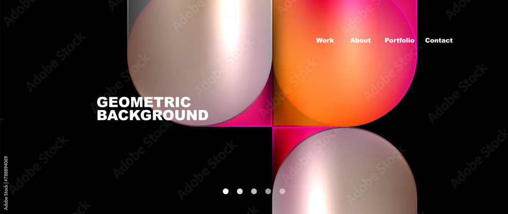 Poster a geometric background featuring circles and squares in automotive lighting tones on a black backgro