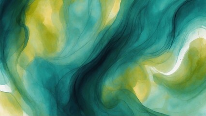 Abstract Watercolor Background in Blue and Green - obrazy, fototapety, plakaty