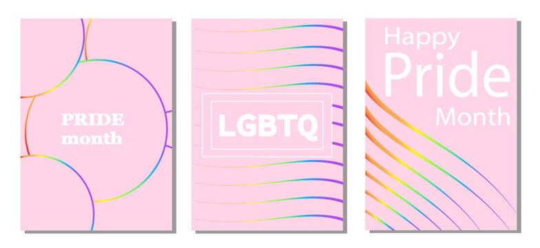 LGBTQ pride month banner. Rainbow PRIDE month with festival parades, parties and social events. Colorful rainbow flag. Vector design template. LGBTQIA Pride Month Text. Pride flag vector.