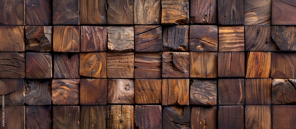 Poster detailed view showcasing a wooden wall composed of multiple planks, highlighting the intricate textu