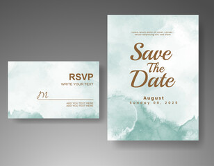 Wedding invitation with abstract watercolor background