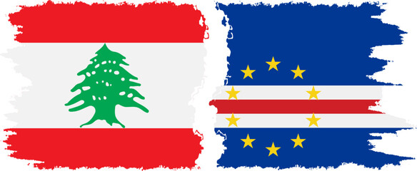 Cape Verde and Lebanon grunge flags connection vector