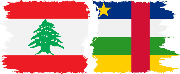 Naklejka premium Central African Republic and Lebanon grunge flags connection vecto