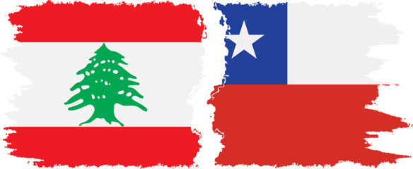 Naklejka premium Chile and Lebanon grunge flags connection vector