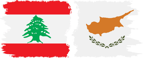 Cyprus and Lebanon grunge flags connection vector