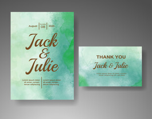 Wedding invitation with abstract watercolor background