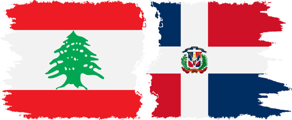 Dominican Republic and Lebanon grunge flags connection vector