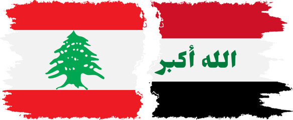 Naklejka premium Iraq and Lebanon grunge flags connection vector