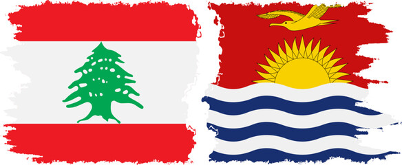 Kiribati and Lebanon grunge flags connection vector