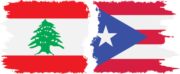Puerto Rico and Lebanon grunge flags connection vector