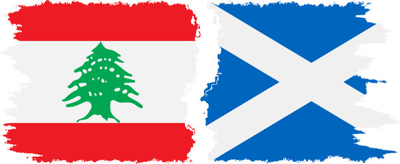 Scotland and Lebanon grunge flags connection vector