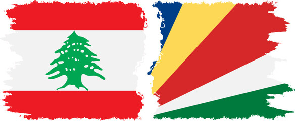 Seychelles and Lebanon grunge flags connection vector