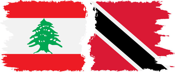 Naklejka premium Trinidad and Tobago and Lebanon grunge flags connection vector