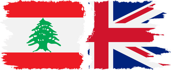 Fototapeta premium UK and Lebanon grunge flags connection vector
