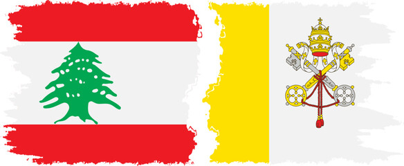 Vatican and Lebanon grunge flags connection vector