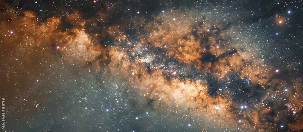 Poster capturing a mesmerizing view of a cluster of stars shining brightly in a vast galaxy, all set agains