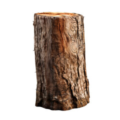 Standing wood log slice tree bark cut out transparent