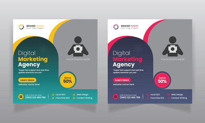 Digital marketing agency business promotion social media post template