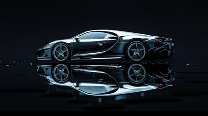 Car model on black background with reflection AI generated