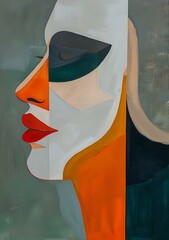 Elegant Abstract Portrait of a Woman with Bold Lips