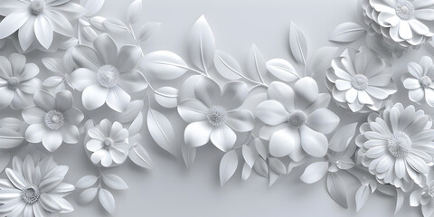 Florals illustration with white Background, Chic Floral Art