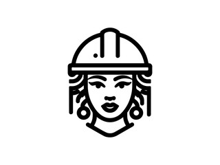 Woman Line Art Minimalist Logo. Nature Organic Cosmetics Makeup. Flower head Feminine Illustration line drawing. Woman face with flowers line