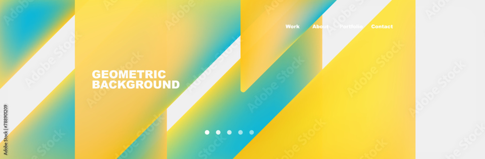 Poster a colorful geometric background featuring electric blue, white, and yellow lines in a pattern of rec