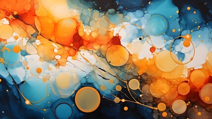 Abstracts of alcohol ink and watercolors Modern art bubbles and spots, abstract backgrounds (good for printing and using as murals)