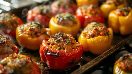 Stuffed peppers, perfect for food blogs or restaurant menus, Vegan, Keto