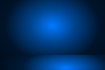 Studio background in blue gradient color,Smooth blur background like in a room with spot lights shining on the floor or on the stage,Vector illustration	
