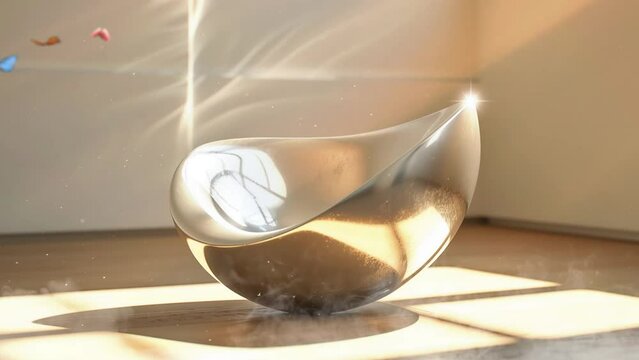  realistic render of a curved ellipsoidal shape. seamless looping overlay 4k virtual video animation background