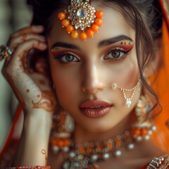 An Eastern girl with captivating eyes in traditional oriental attire