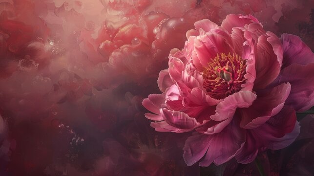 Capture the beauty of a vibrant pink peony blooming in the spring garden embodying the essence of springtime and the wonders of nature Ample space for copy to complement this stunning image