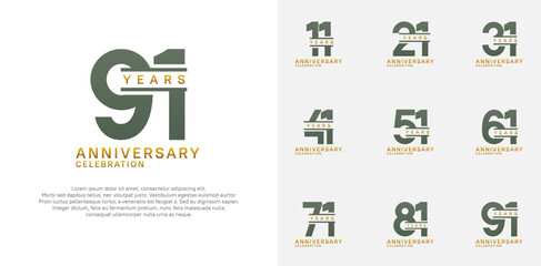 anniversary logotype vector set with green color for special celebration