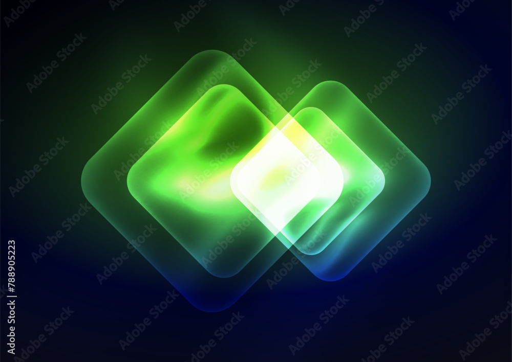 Aufkleber a neon magenta circle illuminated by electric blue lighting on a dark blue background, creating a gl