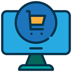 shopping cart store online filled outline