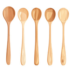 Five wooden spoons are shown in a row, each with a different length