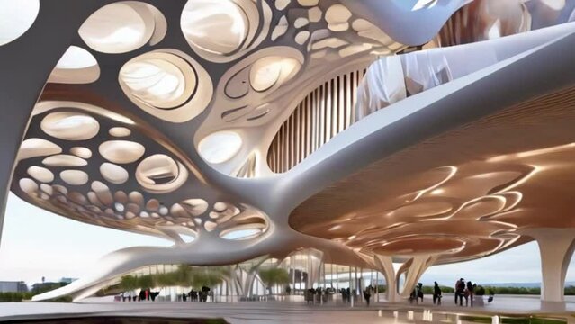 Organic architecture principles applied in a new public building, enhancing environmental fit and sustainability