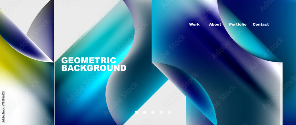Poster this geometric background features a design in shades of azure and white, resembling water. the disp