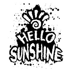 Hello Sunshine. Hand drawn vector lettering. Grunge style. - 788906869