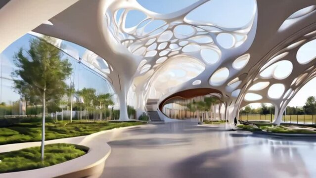 Organic architecture principles applied in a new public building, enhancing environmental fit and sustainability