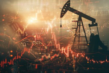 Oil prices per barrel dynamics, analyzing fluctuations in the rise and fall of energy markets, understanding the factors driving changes in oil prices for economic insights and investment strategies - obrazy, fototapety, plakaty