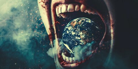 Destruction of nature and the planet Earth by human. Environment theme.