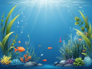 World Oceans Day Save Environment,Beautiful Underwater in wild nature background,Generative Ai.