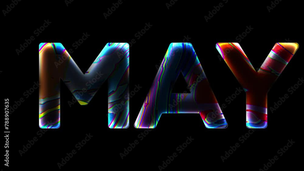 Poster may animation text video with wave style on dark background