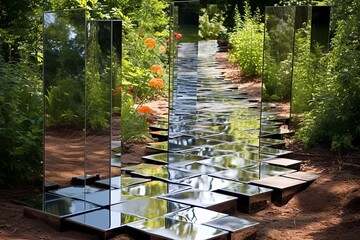Mirrored Sculpture Walkway & Eco-Friendly Water Elements: Avant-Garde Garden Ideas