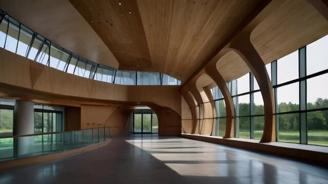 Organic architecture principles applied in a new public building, enhancing environmental fit and sustainability