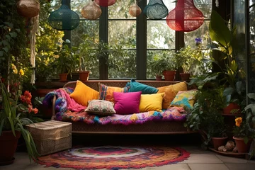 Poster Boho Gypsy Caravan Patio: Vibrant Bohemian Cushions & Enchanting Gypsy Outdoor Decor © Michael