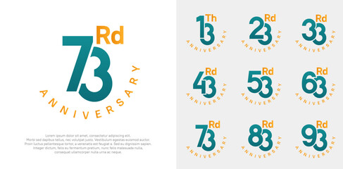 anniversary set vector design with green and orange color for celebration moment